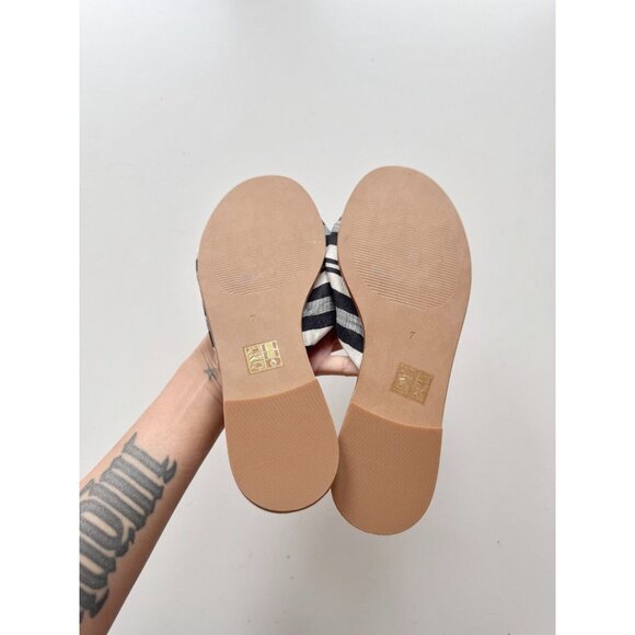 MADEWELL Naida Evelyn Stripe Half Bow Slide Sandals, Size 7 - Picture 7 of 11